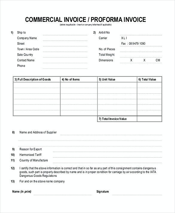 Simple Commercial Proforma Invoice templates