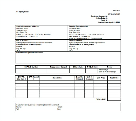 Supplier Invoice templates Free Word Format