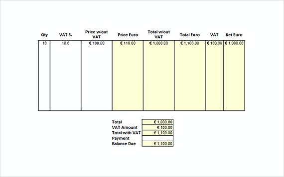 VAT Invoice templates