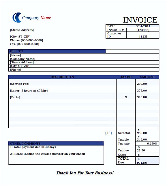 WORD INVOICE templates EXAMPLE