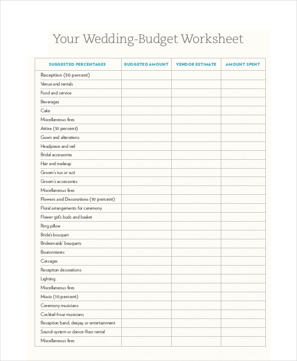Wedding Budget Template Free