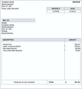 create an invoice in word