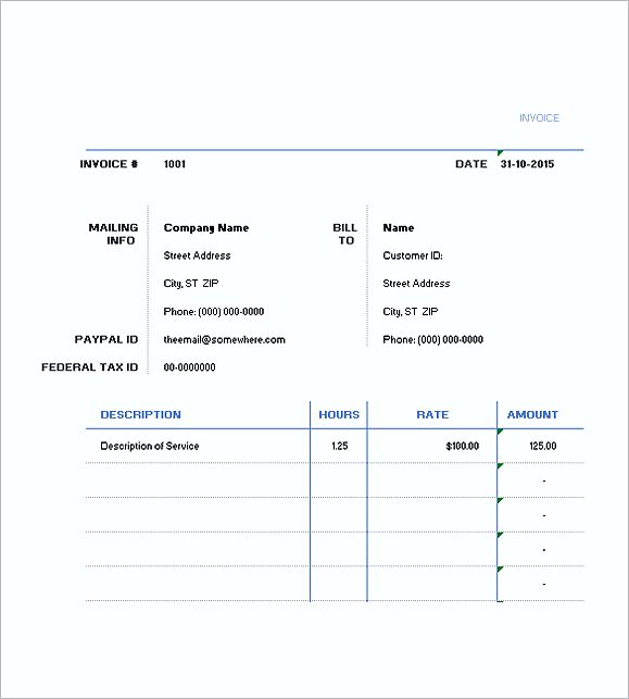 excel hourly invoice template