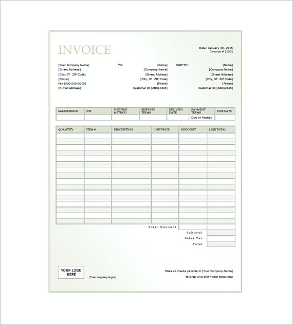 general invoice format