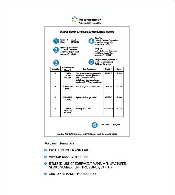 heating ventilation air conditionong Service Invoice templates