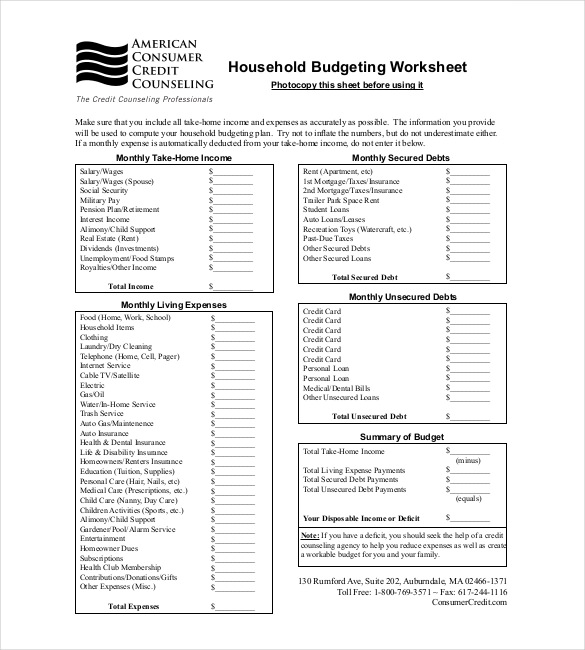 household budget tracker template Format