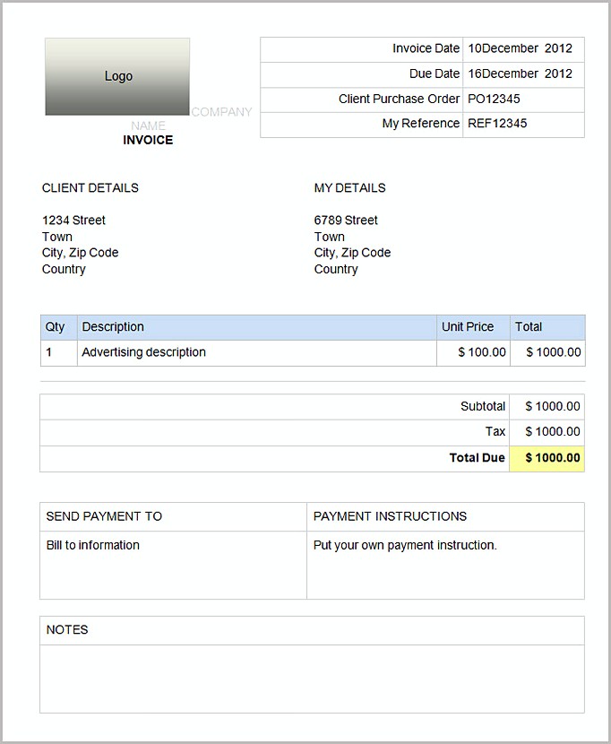 Open Office Invoice Template