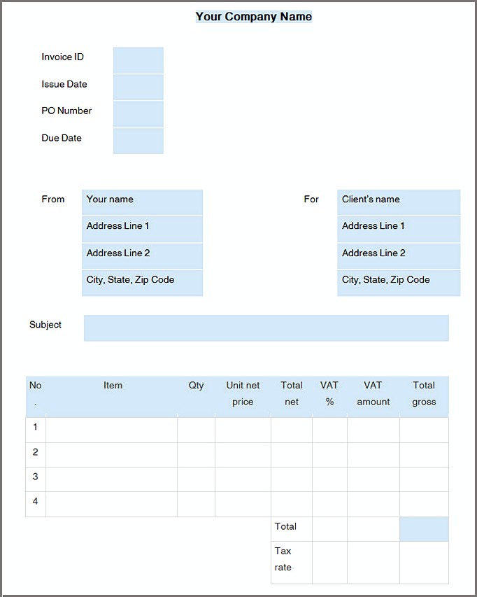 free invoice template openoffice