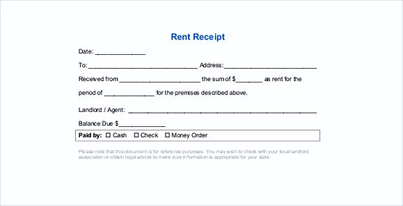 landlord rent receipt templates
