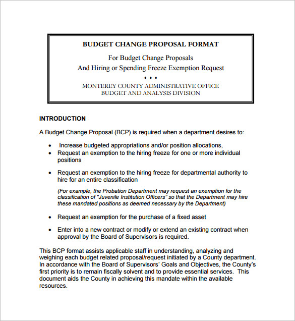 office Budget Change Proposal Format
