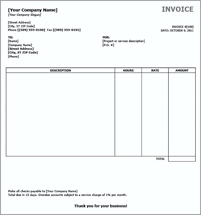 simple invoice word template