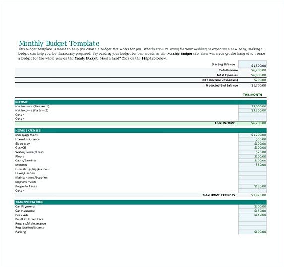 printable monthly budget template