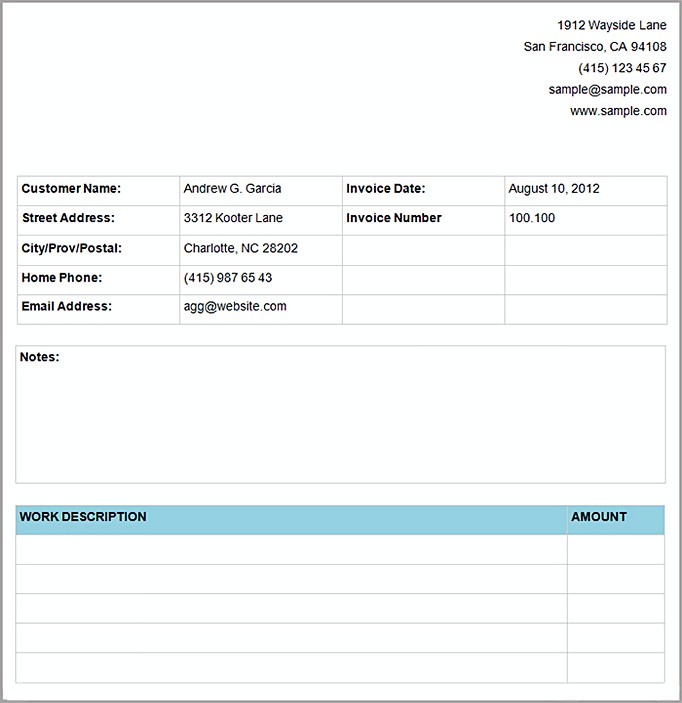 an invoice template for openoffice