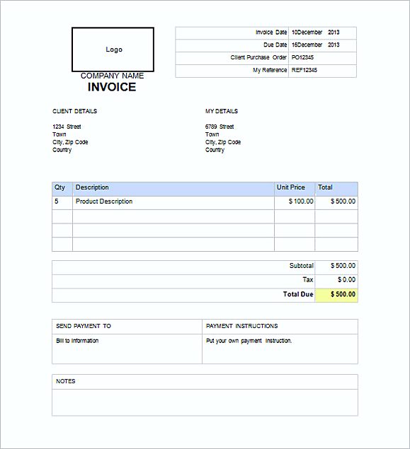 simple Commercial Invoice Format templates Free