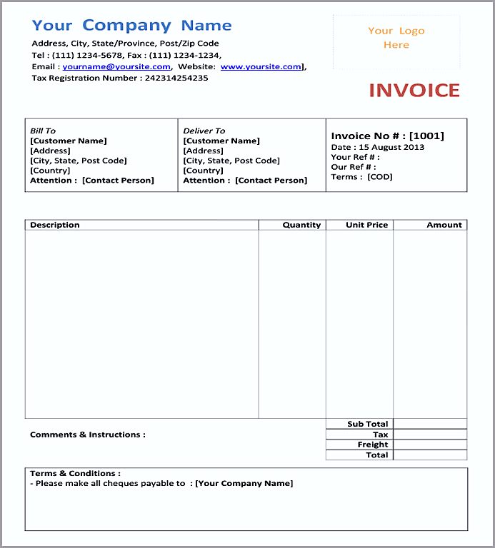 how to insert invoice template in word