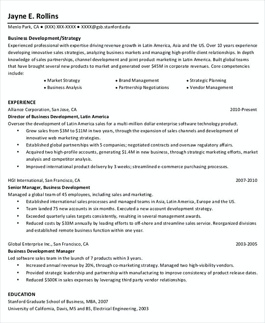 Business Project Manager resume template