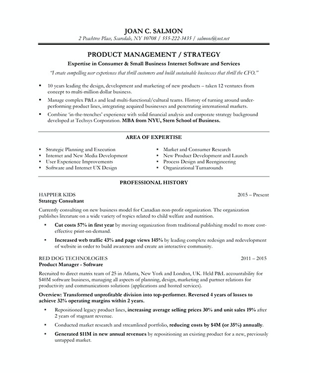 Product Manager Resume Template