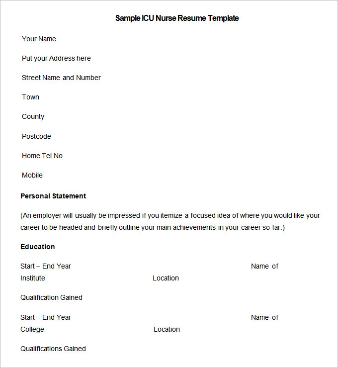 Sample ICU Nurse Resume templates