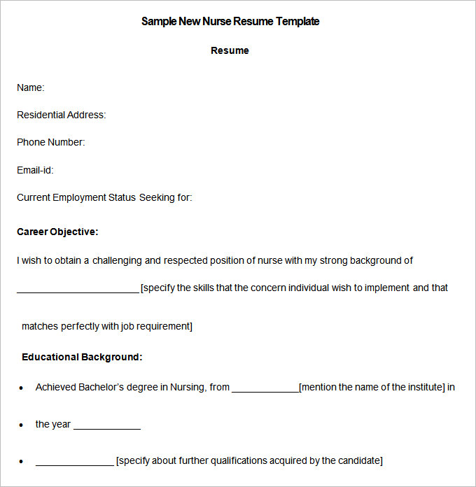 Sample New Nurse Resume templates