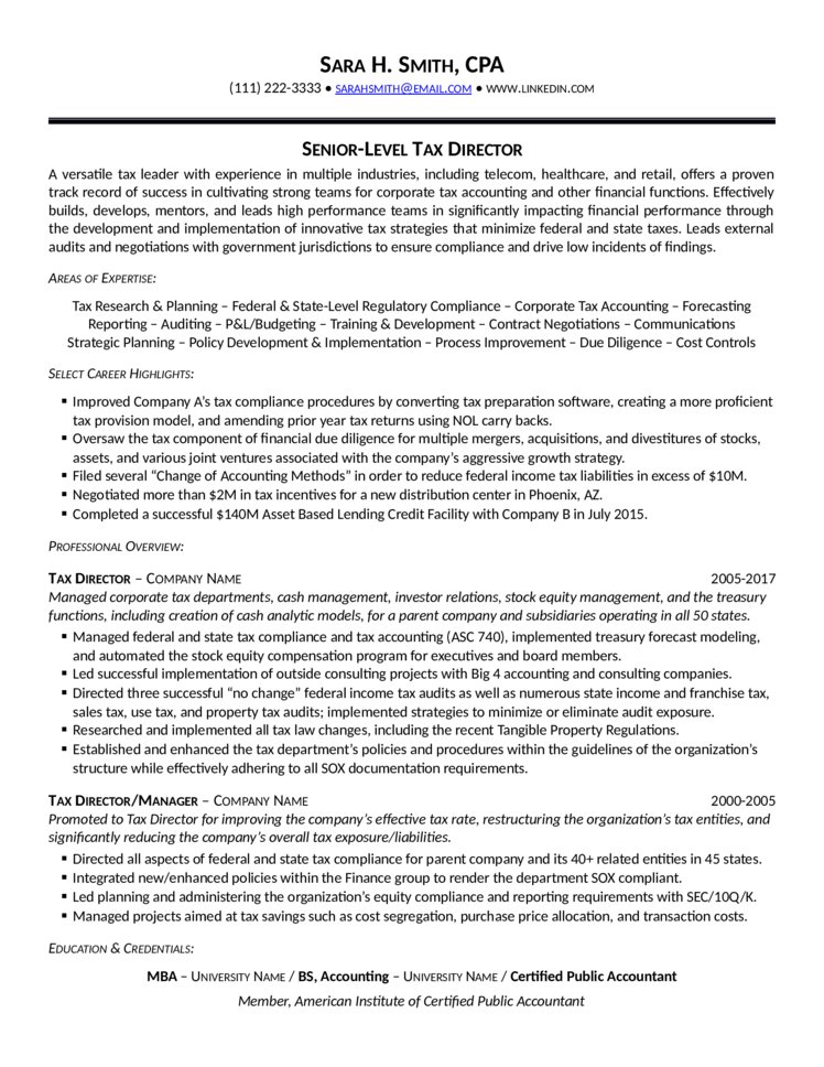 tax director resume