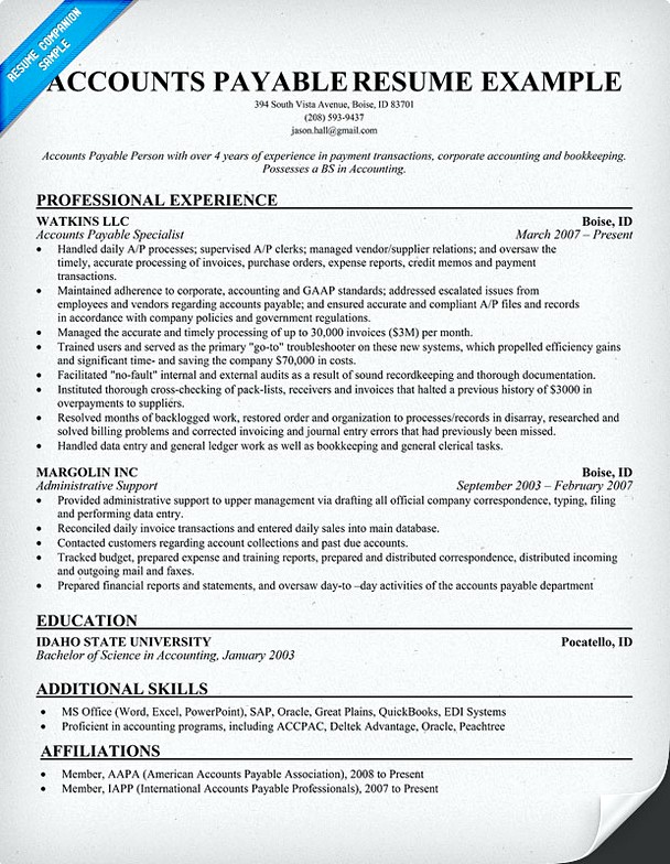 Accounts Payable Manager Resume template