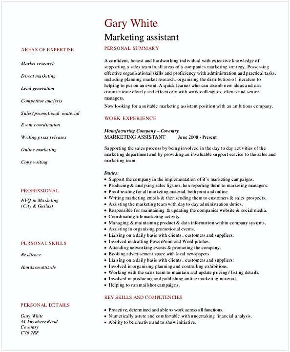 Assistant Marketing Manager Resume
