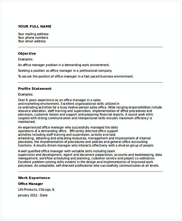 Business Office Manager Resume 1