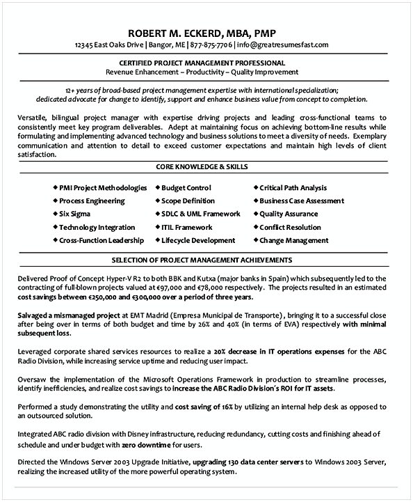 Entry Level Project Manager Resume