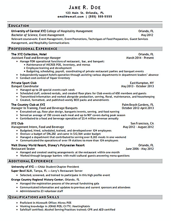 Hotel Manager Resume template