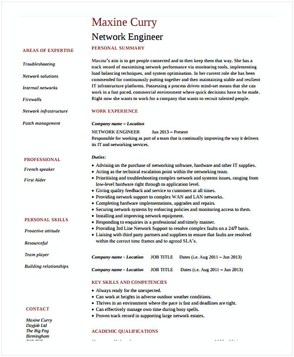 IT Network Engineer Resume