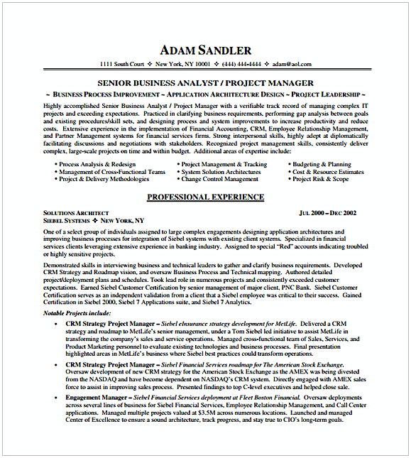 Entry Level Project Manager Resume