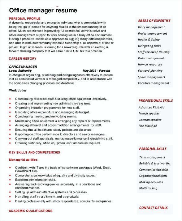 Manager Resume Sample PDF