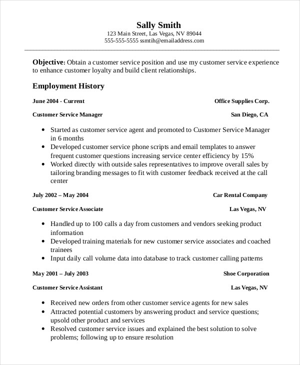 Professional Customer Service Associate Resume Template