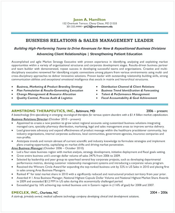 Sales and Marketing Manager Resume 1