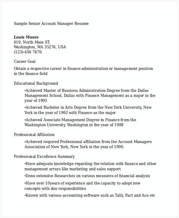 Senior Account Manager Resume 1