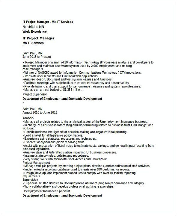 Senior IT Project Manager Resume