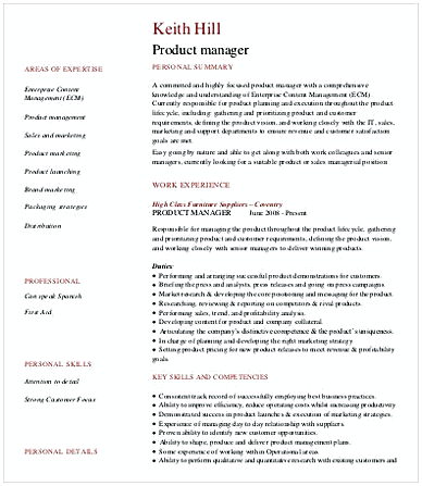Software Product Manager Resume