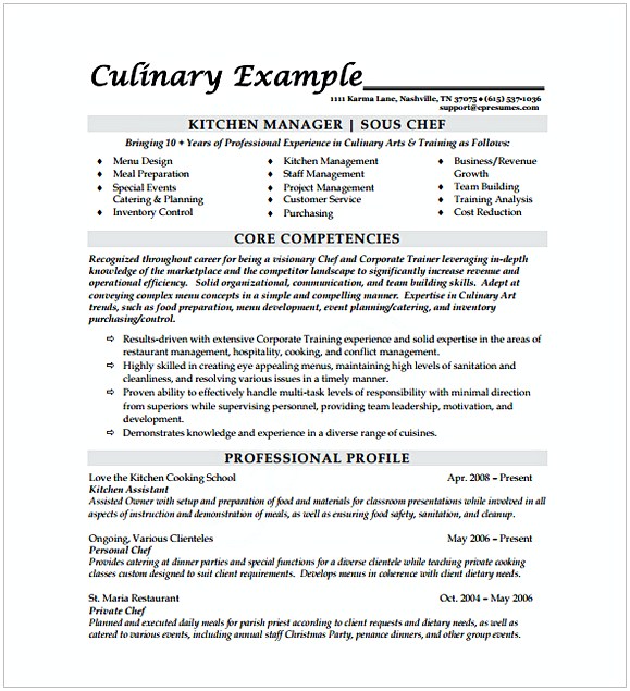Sous Chef Resume Template