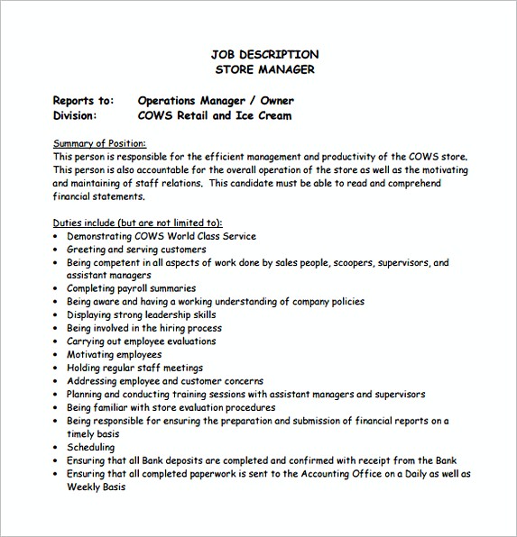 Furniture Store Sales Manager Job Description Paul Smith