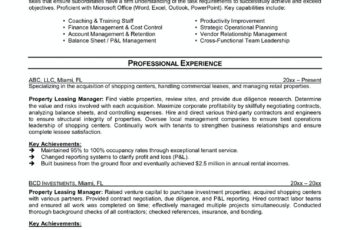 leasing manager resume leasing agent resume
