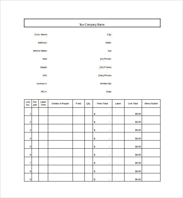 Blank Spreadsheet Excel Format Template