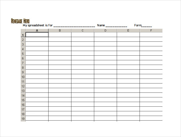 Blank Spreadsheet PDF Template