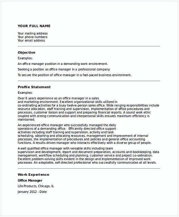 Business Office Manager Resume