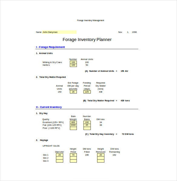 Forage Inventory Management Excel Template1