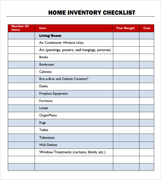 House Inventory Template from templatedocs.net