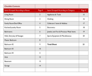 sample home inventory list sample home inventory list