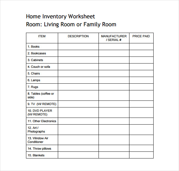 Home InventoryPDF Template