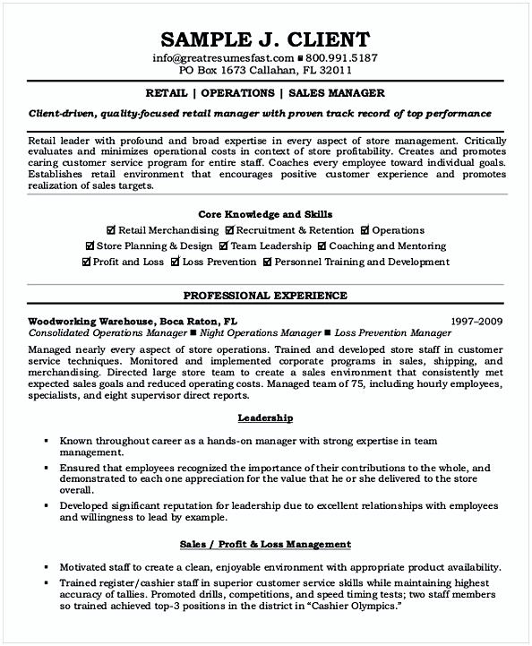 Retail Operations Manager Resume