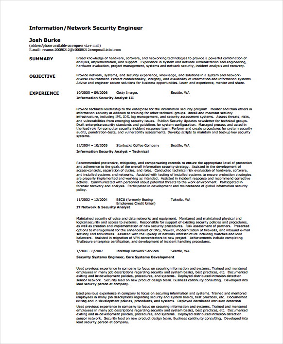 Information Network Security Analyst Resume