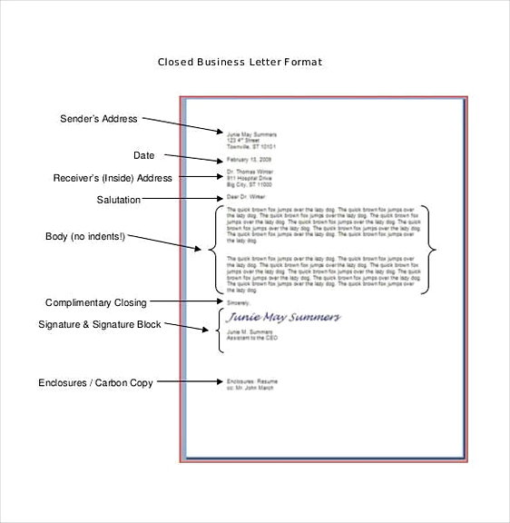 Closed Business Letter Format1